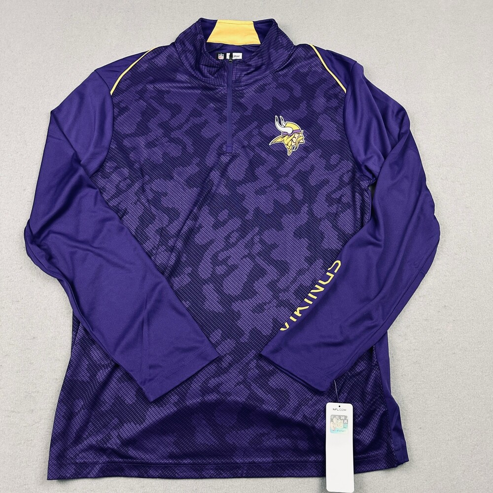 Minnesota Vikings Sweater Men Medium Purple Camo 1/4 Zip Pullover NFL M